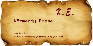 Körmendy Emese névjegykártya